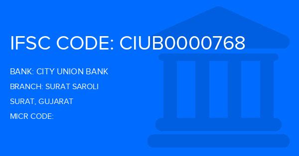 City Union Bank (CUB) Surat Saroli Branch IFSC Code