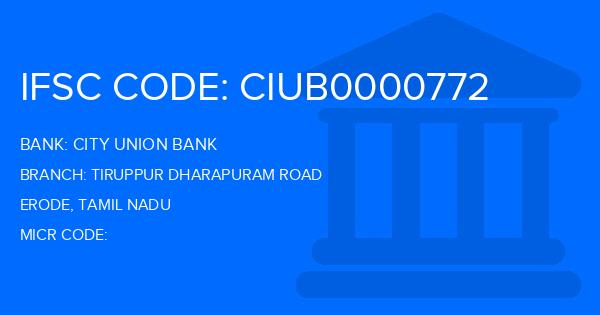 City Union Bank (CUB) Tiruppur Dharapuram Road Branch IFSC Code