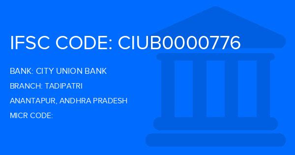 City Union Bank (CUB) Tadipatri Branch IFSC Code