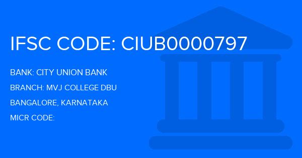 City Union Bank (CUB) Mvj College Dbu Branch IFSC Code