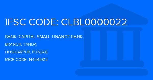 Capital Small Finance Bank Tanda Branch IFSC Code