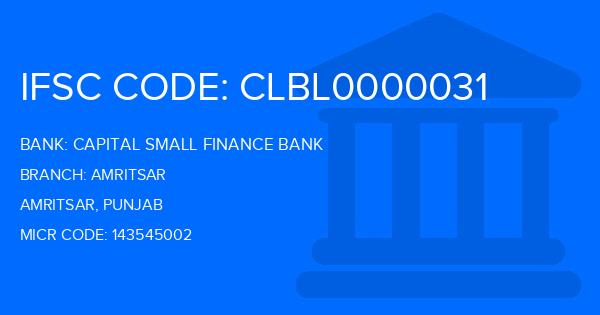 Capital Small Finance Bank Amritsar Branch IFSC Code