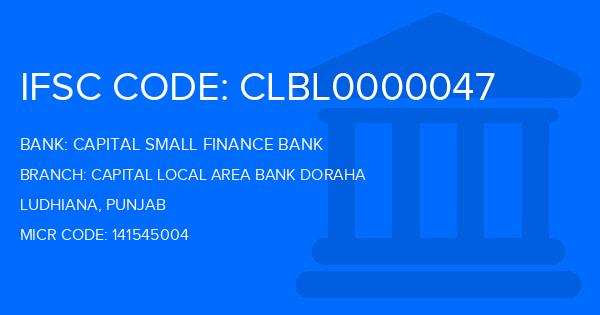 Capital Small Finance Bank Capital Local Area Bank Doraha Branch IFSC Code
