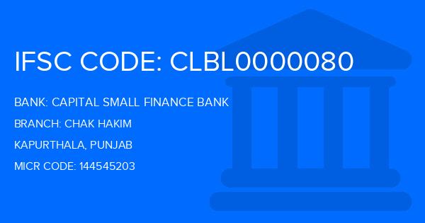 Capital Small Finance Bank Chak Hakim Branch IFSC Code
