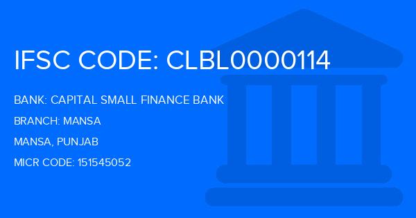 Capital Small Finance Bank Mansa Branch IFSC Code