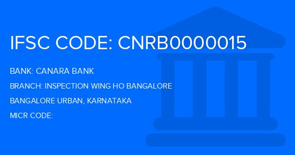 Canara Bank Inspection Wing Ho Bangalore Branch IFSC Code