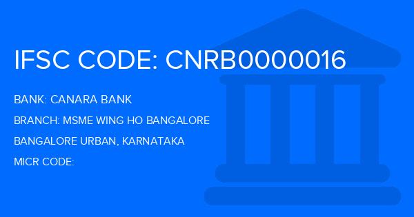Canara Bank Msme Wing Ho Bangalore Branch IFSC Code