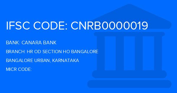 Canara Bank Hr Od Section Ho Bangalore Branch IFSC Code