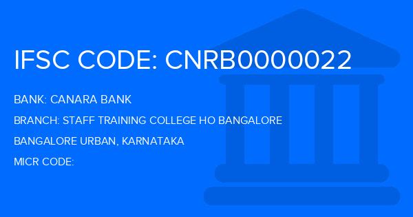Canara Bank Staff Training College Ho Bangalore Branch IFSC Code