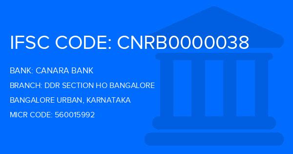 Canara Bank Ddr Section Ho Bangalore Branch IFSC Code