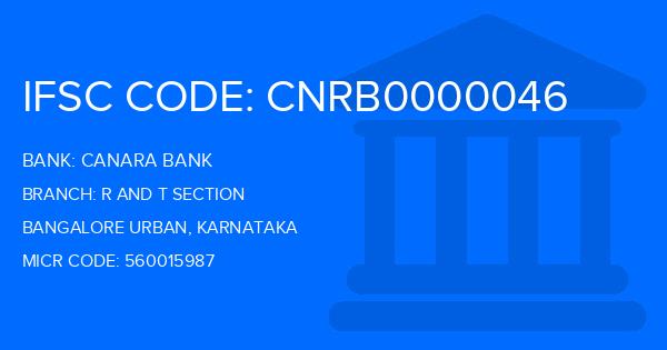 Canara Bank R And T Section Branch IFSC Code