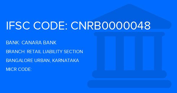 Canara Bank Retail Liability Section Branch IFSC Code