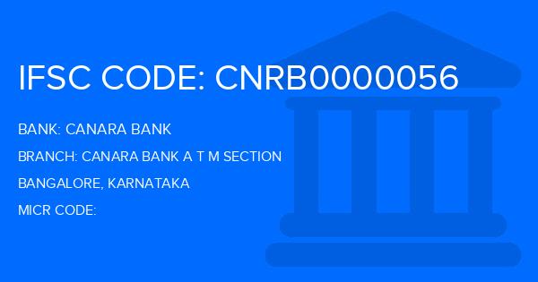 Canara Bank Canara Bank A T M Section Branch IFSC Code