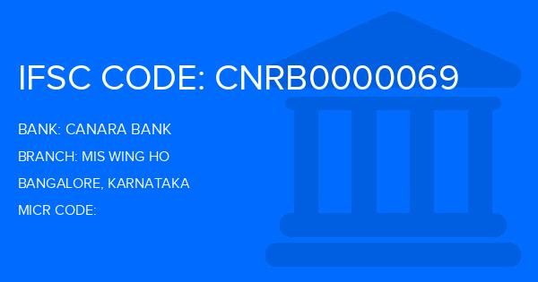 Canara Bank Mis Wing Ho Branch IFSC Code