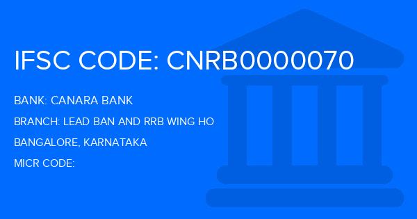 Canara Bank Lead Ban And Rrb Wing Ho Branch IFSC Code