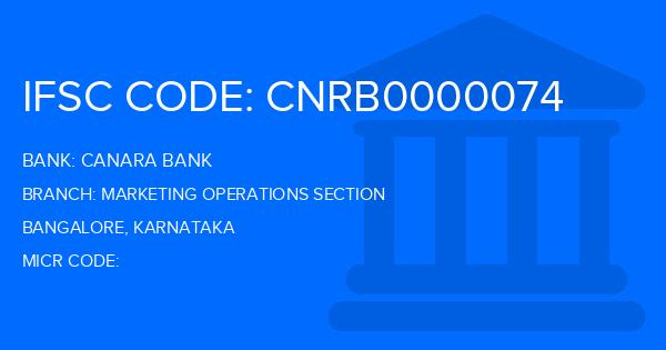 Canara Bank Marketing Operations Section Branch IFSC Code
