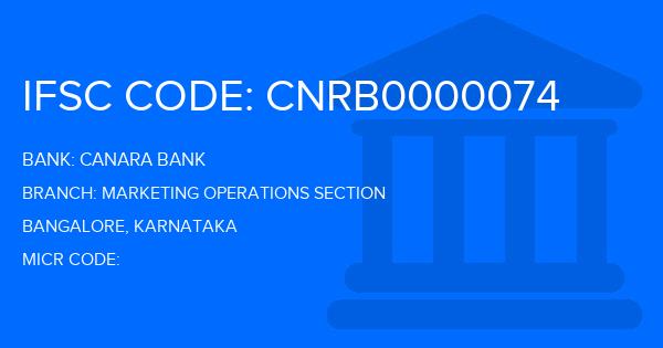 Canara Bank Marketing Operations Section Branch IFSC Code