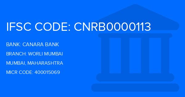 Canara Bank Worli Mumbai Branch IFSC Code