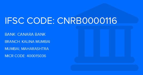 Canara Bank Kalina Mumbai Branch IFSC Code
