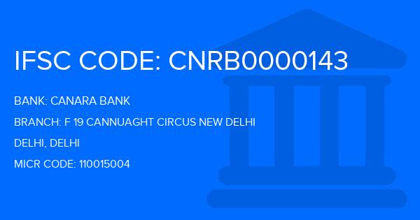 Canara Bank F 19 Cannuaght Circus New Delhi Branch IFSC Code