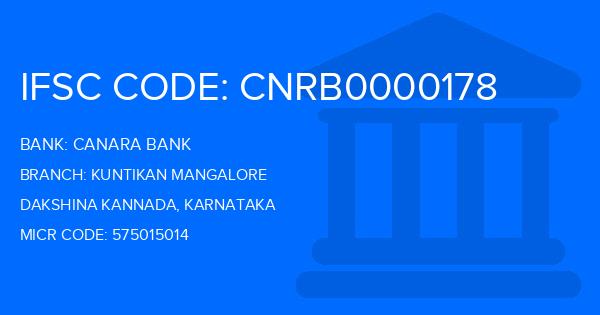 Canara Bank Kuntikan Mangalore Branch IFSC Code
