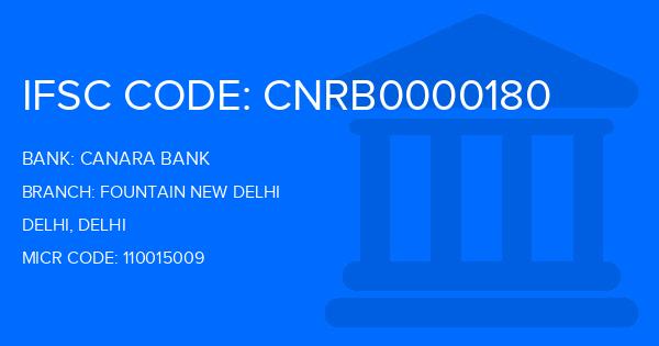 Canara Bank Fountain New Delhi Branch IFSC Code