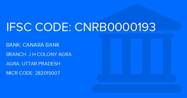 Canara Bank J H Colony Agra Branch IFSC Code