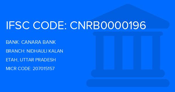 Canara Bank Nidhauli Kalan Branch IFSC Code