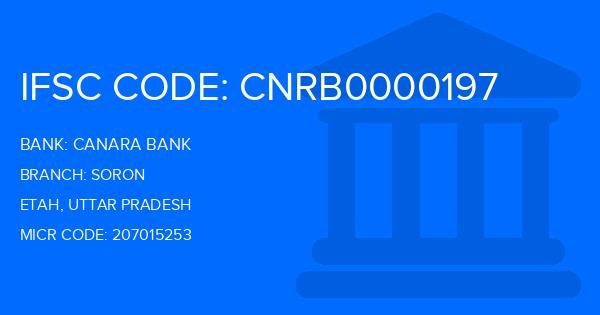 Canara Bank Soron Branch IFSC Code