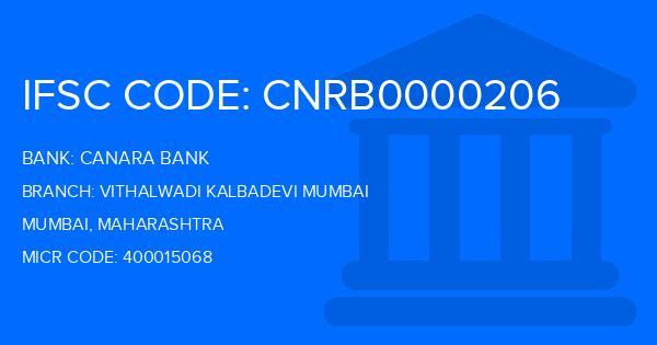 Canara Bank Vithalwadi Kalbadevi Mumbai Branch IFSC Code