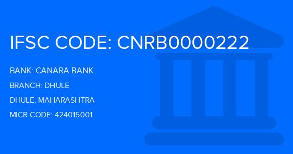 Canara Bank Dhule Branch IFSC Code