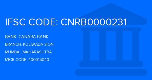 Canara Bank Koliwada Sion Branch IFSC Code