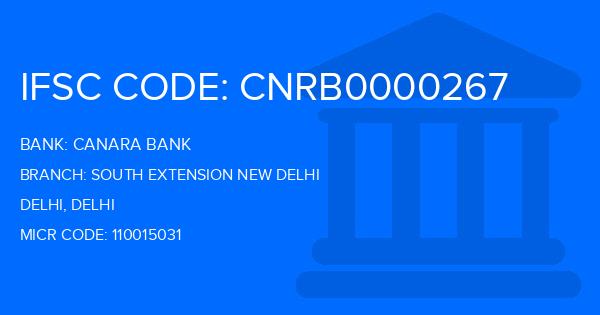 Canara Bank South Extension New Delhi Branch IFSC Code