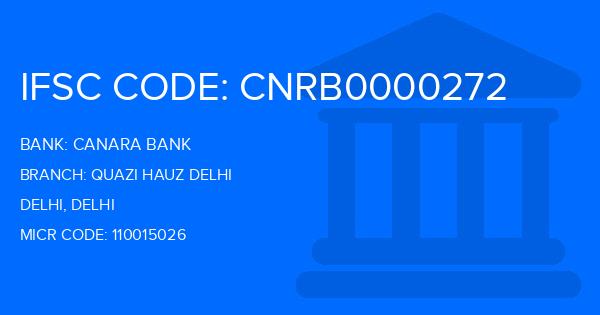 Canara Bank Quazi Hauz Delhi Branch IFSC Code
