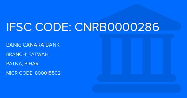 Canara Bank Fatwah Branch IFSC Code