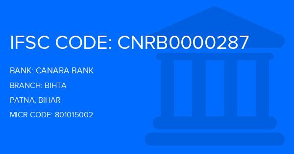 Canara Bank Bihta Branch IFSC Code