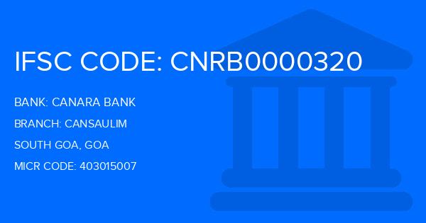 Canara Bank Cansaulim Branch IFSC Code