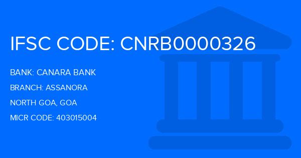 Canara Bank Assanora Branch IFSC Code