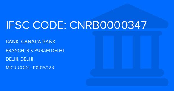 Canara Bank R K Puram Delhi Branch IFSC Code