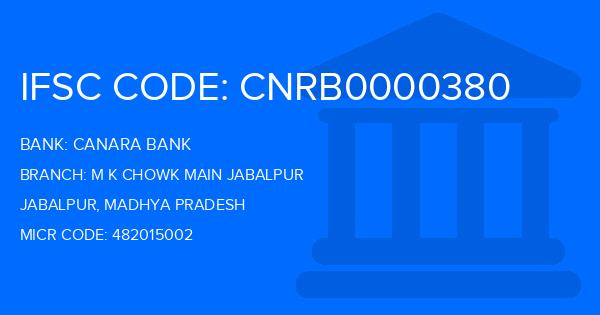 Canara Bank M K Chowk Main Jabalpur Branch IFSC Code