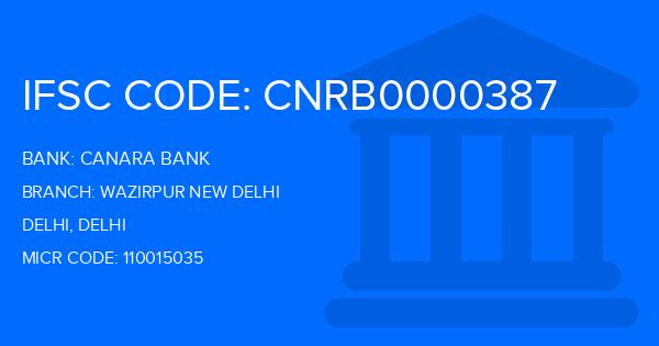 Canara Bank Wazirpur New Delhi Branch IFSC Code