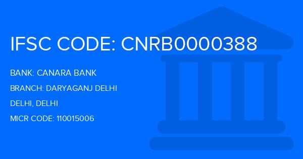 Canara Bank Daryaganj Delhi Branch IFSC Code