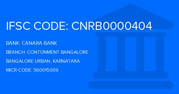 Canara Bank Contonment Bangalore Branch IFSC Code