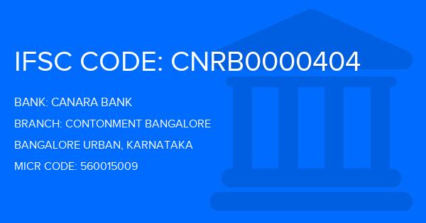 Canara Bank Contonment Bangalore Branch IFSC Code