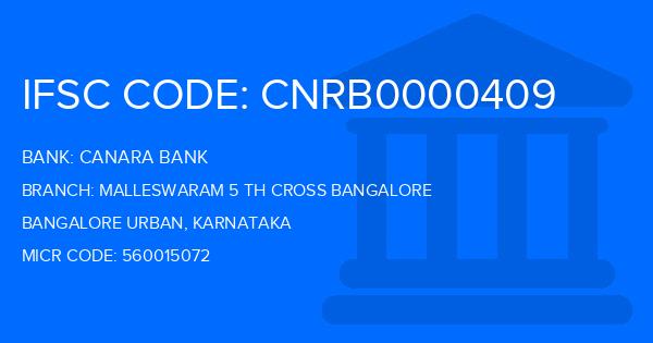 Canara Bank Malleswaram 5 Th Cross Bangalore Branch IFSC Code