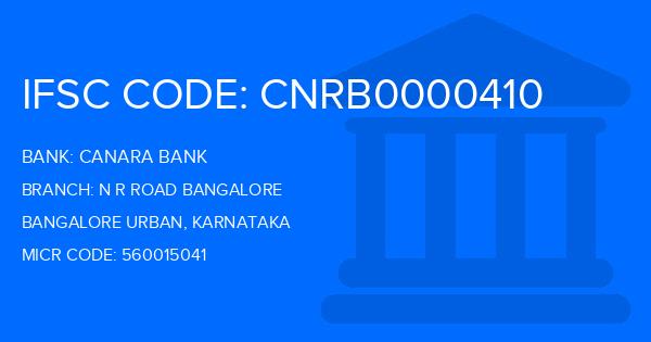 Canara Bank N R Road Bangalore Branch IFSC Code