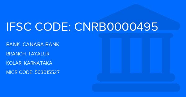 Canara Bank Tayalur Branch IFSC Code