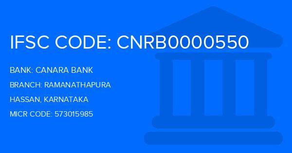 Canara Bank Ramanathapura Branch IFSC Code