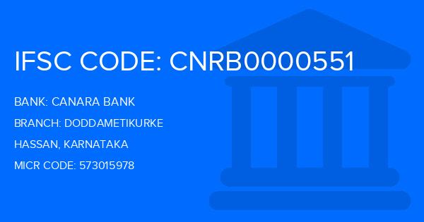 Canara Bank Doddametikurke Branch IFSC Code