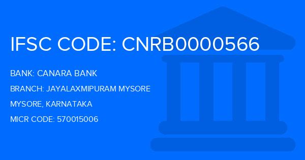 Canara Bank Jayalaxmipuram Mysore Branch IFSC Code